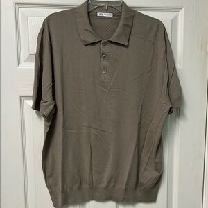 Zara Men's Polo Shirt - Taupe Size XL